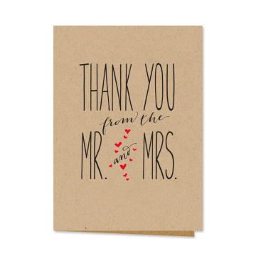 36ps Sr. e Sra. Thank You Notecards, Em Branco Dentro com Envelopes Kraft Mais Recentes Modelos De Cartão De Casamento